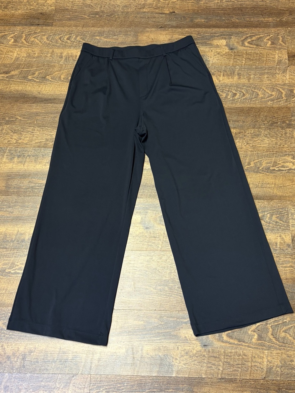 Halara Black Solid Pleated Wide-Leg Pull-On Stretch Dress Pants Women's XL